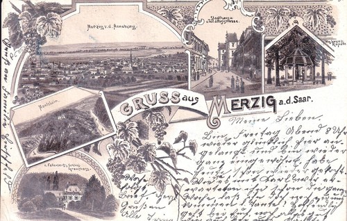 Merzig saar frühes litho - ak,