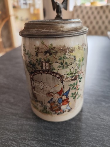 Steinkrug mit zinndeckel - mit,